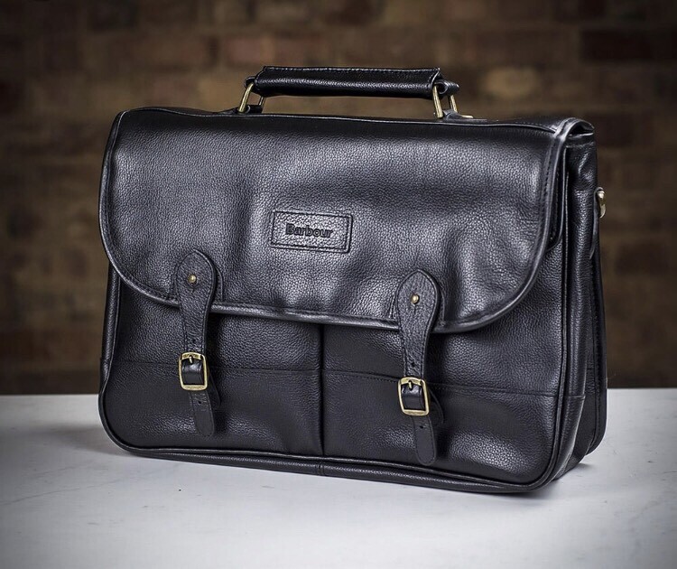 barbour leather briefcase sale